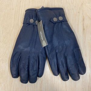 NEW Hestra Men's Size 9 Navy Blue Elk Leather Gloves • Fleece Lined • Sport